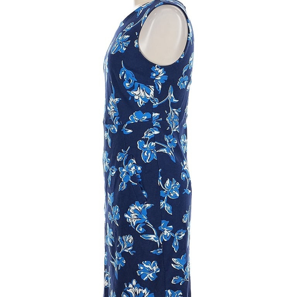 Lands End Floral Sleeveless Blue Dress - Picture 4 of 4